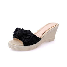 Load image into Gallery viewer, HEE GRAND Denim Wedges Sandals Summer Bowtie Creepers Platform Shoes Woman Slip On Casual Slippers Sweet Women Shoes XWT436